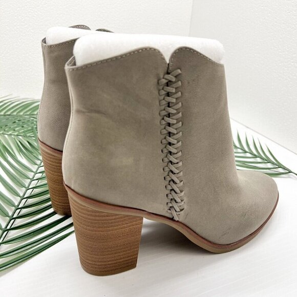 MIA Gray Dusky Pointed Toe Bootie Side Zip Stacked Block Heel Size 10 NWOB - Picture 6 of 14